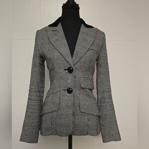 Smythe plaid blazer with cuordoray collar - black and white plaid